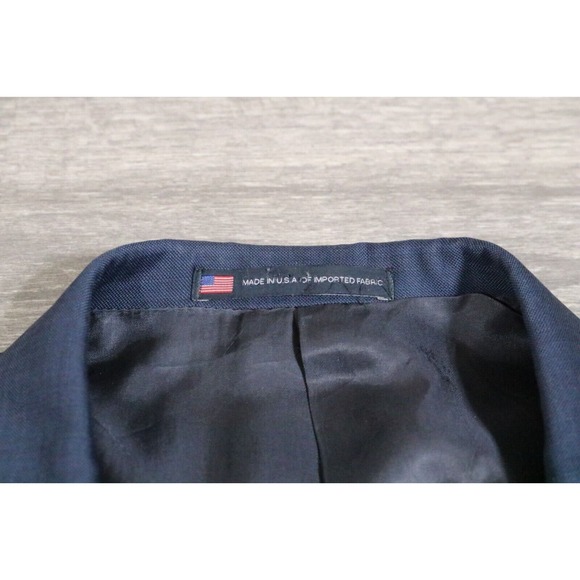 54L Hart Schaffner Marx Navy Wool 2-Piece Suit Trousers Jacket Pants 37 - Picture 2 of 15